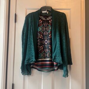 Sweater Set- Sleeveless Top with Open Cardigan